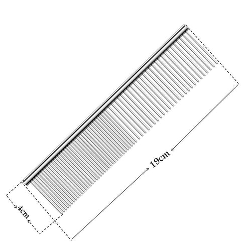 Metal Comb for Dogs, Metal Dog Combs, 2 Pack Cat Comb with Rounded Ends Stainless Steel Teeth, Professional Grooming Tool for Long and Short Matte...
