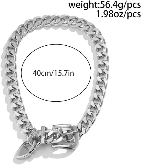 FUTIMELY Cuban Link Chain Choker Necklace for Women Men Trendy Chunky Punk Belt Buckle Shaped Pendant Necklace Vintage Statement Thick Chain Neckl...