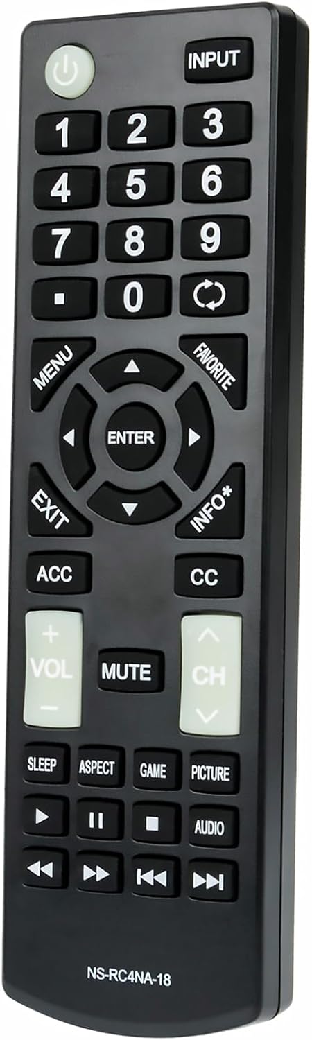 Universal NS-RC4NA-18 NSRC4NA18 Replace Remote Compatible with All Insignia TV NS-55D510NA19 NS-22D510NA19 NS-40D510NA19 NS-43D420NA18 NS-32D220NA...