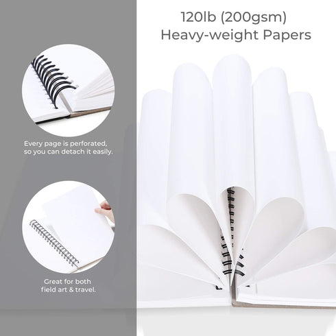 Ohuhu Marker Pads Art Sketchbook, 7.6"x10" Large Paper Size, 120LB/200GSM Heavy Smooth Drawing Papers, 60 Sheets/120 Pages, Spiral Bound Sketch Bo...