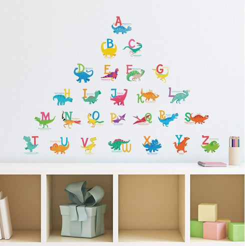 DECOWALL DS-8033 A-Z Dinosaur Alphabet (Small) Kids Wall Stickers Decals Peel and Stick Removable for Nursery Bedroom Living Room Art murals Decor...