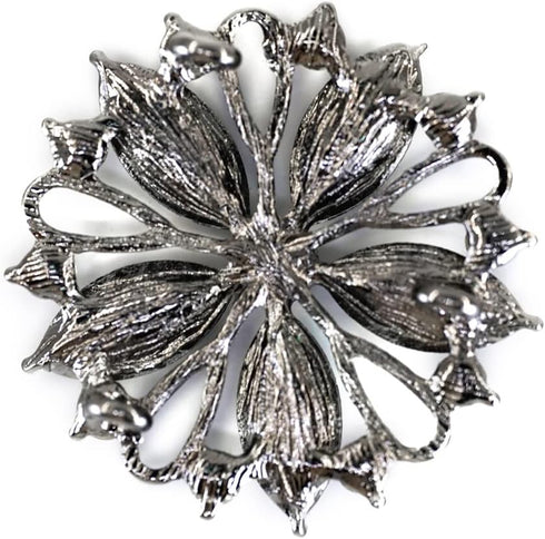 10 pcs Black Hollow Metal Flower Rhinestone Petals Sewing Coat Buttons -40mm -11/2"...