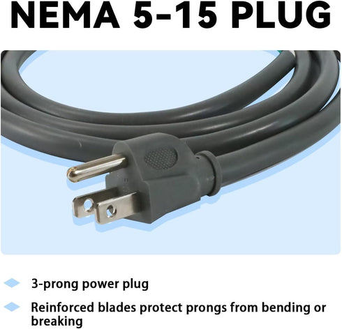 2 Pack 3 ft 14/3C SJTW Appliance and Power Tool Cord, 14 Gauge 3 Prong Replacement Power Supply Cord Cable, 110V 115V 120V AC Pigtail, 15A, 1875w ...