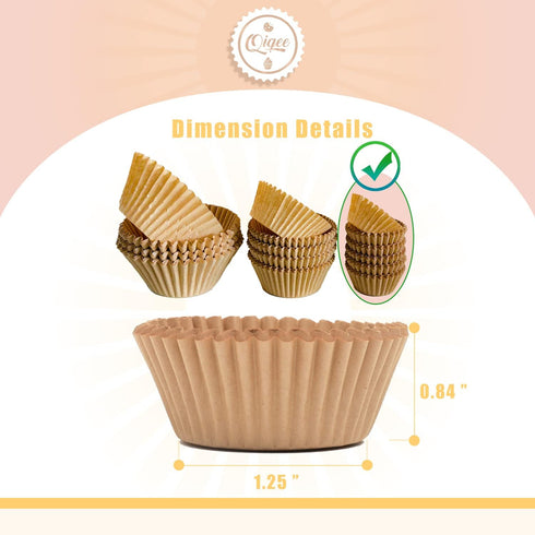 qiqee 600 Count Mini Cupcake Liners Natural Muffin Liners Food Grade Brown Baking Cups Paper No Smells?Small Size?...