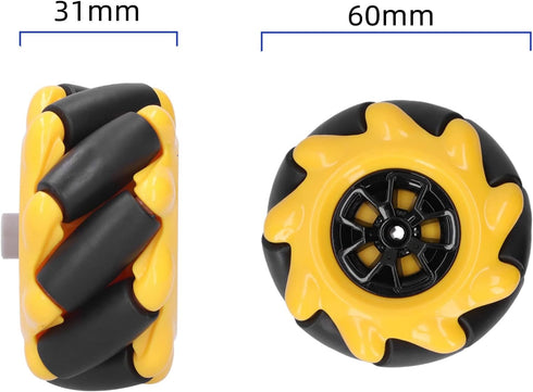 Fafeicy Mecanum Wheel, 60mm Omni-Directional Smart Robot Car Parts Accessories DIY Toy Components Compatible with Building Blocks and for TT Motor...