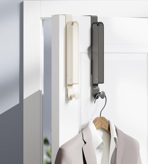 Folding Clothes Drying Rack with Over The Door Foldable Travel Hanger Hooks – Space Saving Laundry Solution, Space Grey...