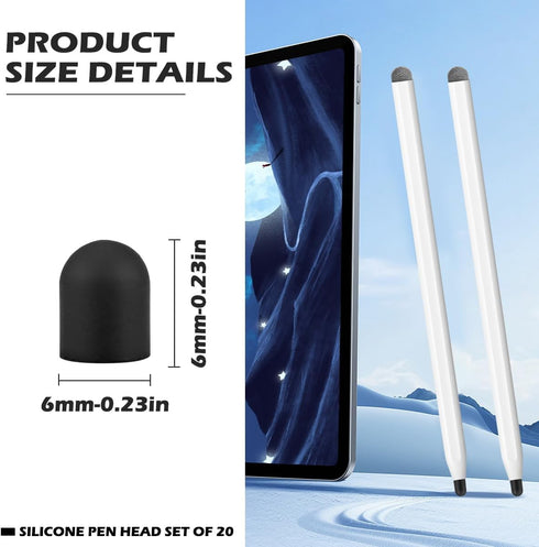 20Pcs Replacement Tips Silicone Rubber Touch Screen Pens Tips for Touch Pen (6 * 6mm)...