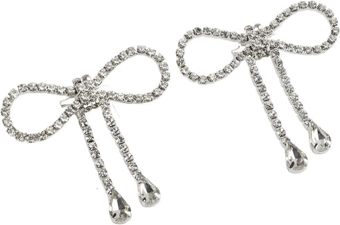 2PCS Rhinestone Bowknot Brooch Shiny Crystal Bow Pin Tassel for Women Weddings Celebration Parties Decoration Shoes, Luggage Accessories...