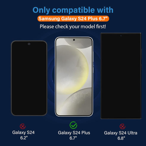 bersem [2 Pack Tempered Glass Screen Protector Compatible with Samsung Galaxy S24 Plus 5G, Auto-Alignment Kit, Bubbles Free, Case Friendly, Anti-S...