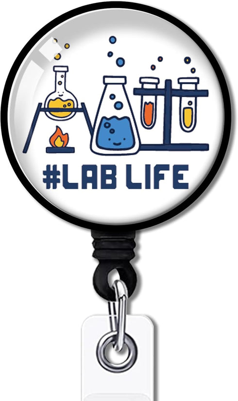 Lab Technician Retractable Badge Reel with Alligator Clip Lab Life ID Card Badge Holder Cute Lab Tech Beaker Badge Funny Badge Reel Gift for Medic...