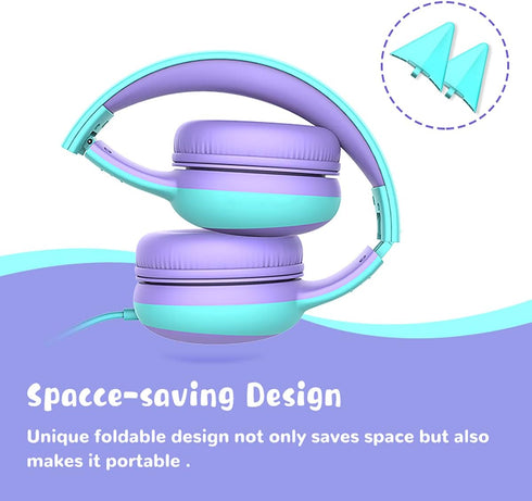gorsun Kids Headphones with Limited Volume, Cat Ear Toddler Headphones, Wired Headphone Over Ear for Boys and Girls,Stereo Sound Foldable 3.5mm He...