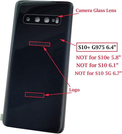 Galaxy S10+,S10 Plus Rear Back Glass Door Cover Replacement for Samsung Galaxy S10+ SM-G975U G975W G975F G975U1 G975N G975X 6.4",Camera Glass Lens...
