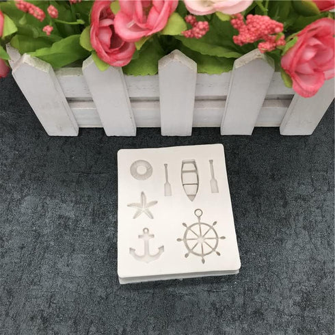 Small Sea Oar Boat Anchor Star Rudder Lifebuoy Silicone Mold Tools for Make Chocolate Hard Candie Dessert Ice Cube Candles Soap Fondant Tool...