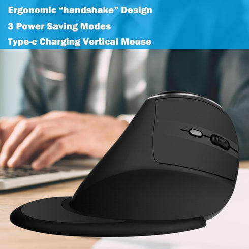 Ergonomic Vertical Mouse: 2.4G Bluetooth Dual Mode Optical Computer Mice,Wireless Rechargeable Mouse with Removable Palm Rest,Compatible with Wind...