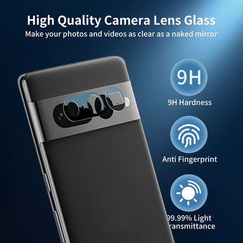 2 Pack Back Rear Camera Lens Glass Replacement for Google Pixel 7 Pro 5G 2022 GP4BC GE2AE with Pre-Installed Adhesive, Include Repair Tool Set+ In...
