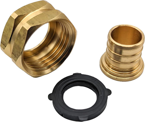 (2 Pack) Brass Garden Hose Adapter Swivel Fitting, 3/4” PEX Barb and 3/4” GHT Female Connector, Heavy-Duty High-Pressure Support, Rust and Corrosi...
