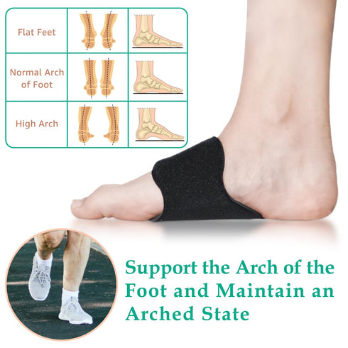 Arch Support Compression Sleeves for Flat Feet, Adjustable Velcro Plantar Fasciitis Braces for Fallen Arches, Unisex Orthotic Arch Support Wrap fo...