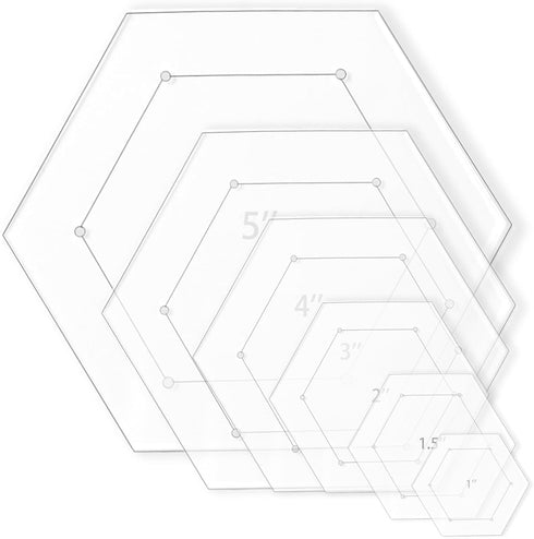 6 Pieces Hexagon Quilting Template with 1/4 Inch Seam Allowance, Hexagon Acrylic Quilting Rulers and Templates for Sewing DIY Manual Crafts Includ...