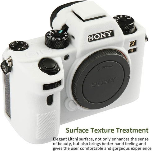 Camera Case for Sony A9 Alpha 9 ILCE-9, Texture Surface, Anti-Scratch Soft Silicone Rubber Housing Case Shell Protective Cover (White)...
