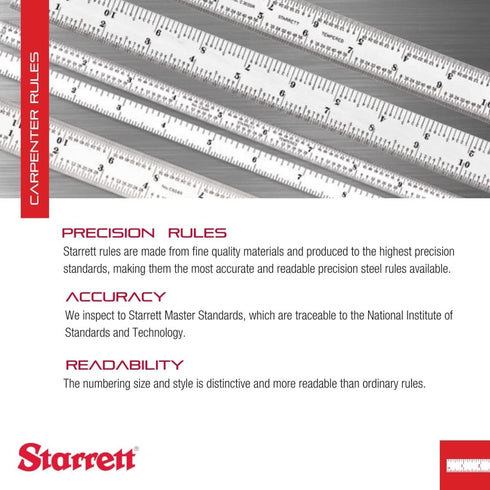 Starrett Aluminum Meter Stick Metric/English - 39.37" Blade Length, 1-1/8" Blade Width, 0.075" Thickness 1mm, 1/8" Graduations - MS-2...