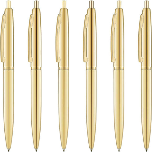 Unibene 6 Pack Gold Click Ballpoint Pens - Black ink Medium Point(1 mm), Metallic Retractable Pen Nice Gift for Business Office Students Teachers ...
