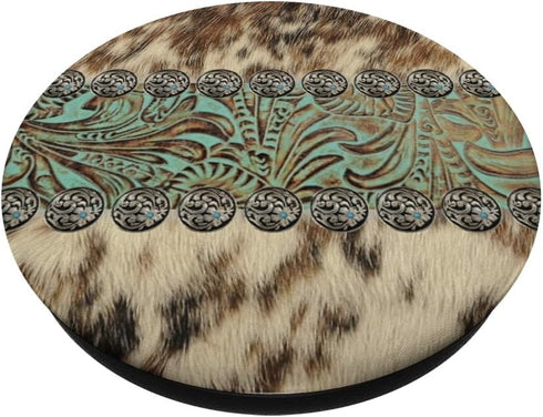 boho cowgirl fashion cowboy print western country teal green PopSockets PopGrip: Swappable Grip for Phones & Tablets PopSockets Adhesive PopGrip...