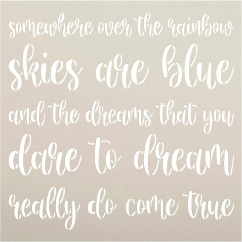 Somewhere Over The Rainbow Stencil by StudioR12 | Craft DIY Kids Room, Nursery Decor | Paint Wood Sign & Word Art Wall Decor | Select Size (12 x 1...