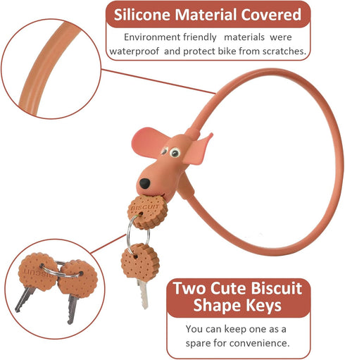 Bike Cable Lock,Cable Lock with Keys,Silicone Covered Bike Lock Kids Cable Lock Cartoon Lock,2 Feet Lock for Bike,Door,Skateboard,Helmet and More ...