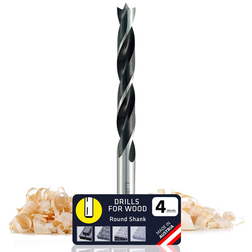 Alpen Wood Drill Bit 4 mm metric for Hard and Soft Wood - Extra Sharp Edges for Precise Holes and Effortless Drilling - Durable Drill Bit Kit for ...