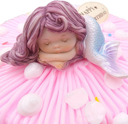 Resin Sleeping Little Mermaid Statue for Miniature Fairy Garden and Aquarium Decorations...