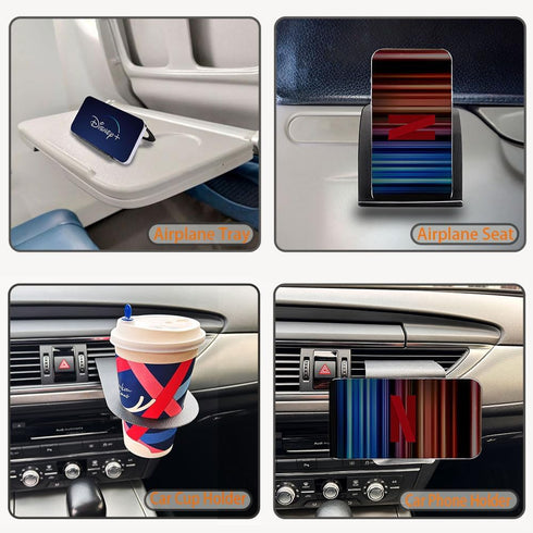 Multi-Functional Airplane Must Haves Phone Drink Holder, Flexible Plane Travel Essentials Cell Phone Tablet Strand for Flying Driving Home Desk [U...