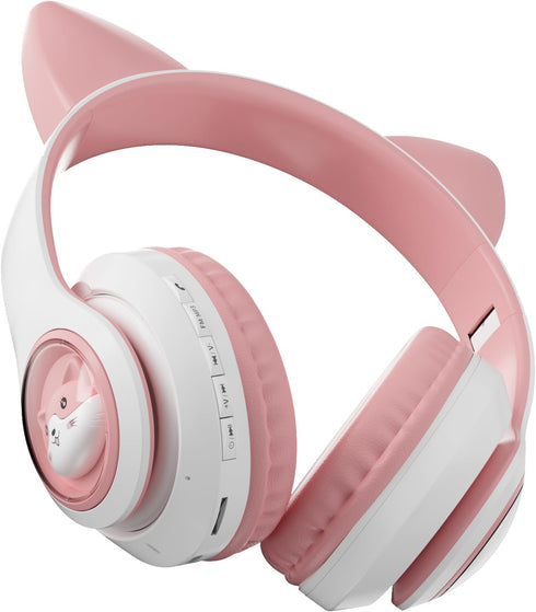 Cat Ear Bluetooth Headphones,Toddlers Kids wireless Headphones for boys girls Amazon Fire Tablet/Laptop/Pad/School (white pink 2)...