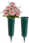 Black Duck Brand Green 9.75" Plastic Cemetery Memorial Grave Flute Flower Vases; 2 Pack...