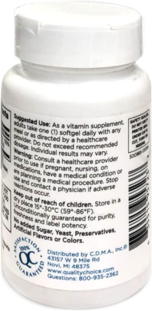 Quality Choice High Potency Vitamin D3 Softgel Supplement 60 Count Bottle...