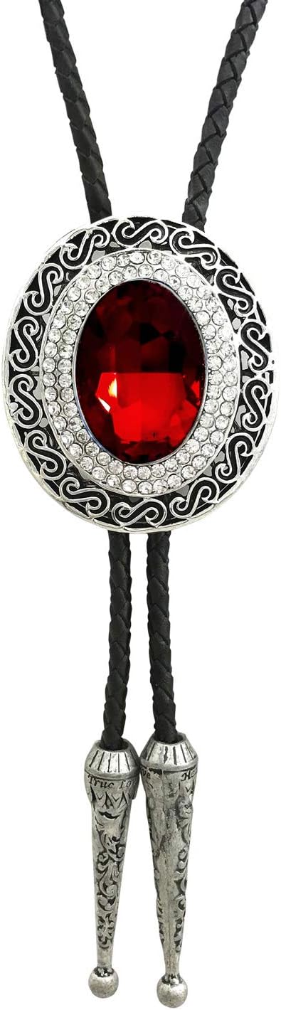SELOVO Big Large Green Rhinestone Western Mens Bolo Tie Genuine Leather...