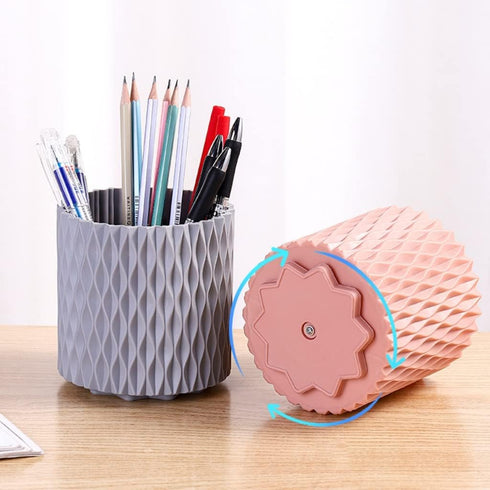 Makeup Brush Holders Organizer Cup PP Plastic 5-Slots 360° Rotating Cosmetic Brushes Tools Storage Display for Vanity Desktop Countertop (White/Ro...