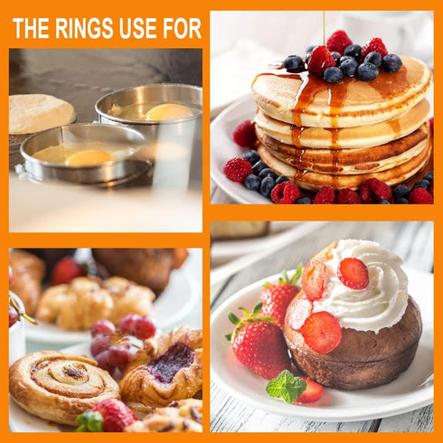 3.15inch English Muffin Rings, 6pcs Double Rolled Stainless Steel Rings Molds for Cooking English Muffin...
