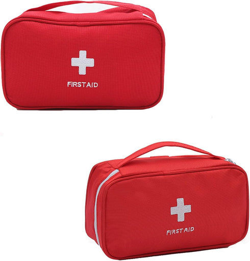 2Pack Portable Empty First Aid Bag Medical Storage Bag Mini Emergency Survival Pouch Bag for Camping Hiking Home Travel Red (2Pcs Red)...