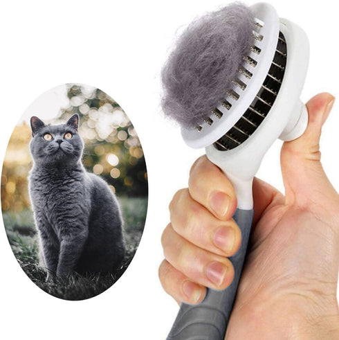 Cat Grooming Brush, Self Cleaning Slicker Brushes for Dogs Cats Pet Grooming Brush Tool Gently Removes Loose Undercoat, Mats Tangled Hair Slicker ...
