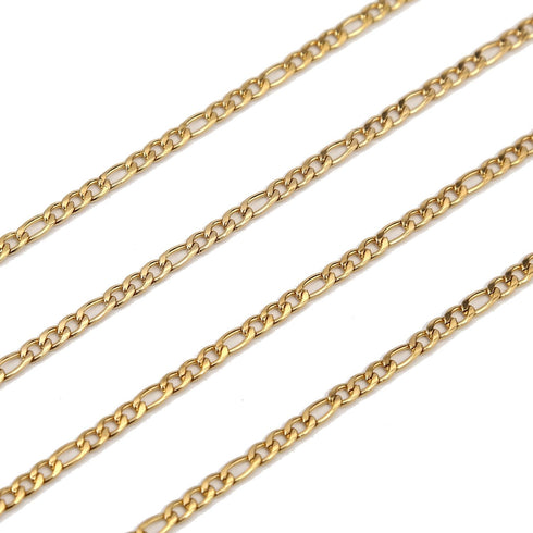 Shuaizhennuo Figaro Chain Link 32.8 Feet 304 Stainless Steel Bracelet Necklace Chain Spool in Bulk for DIY Men Women Jewelry Making with Lobster C...