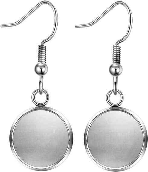 LANBEIDE 40 Packs Earrings Wire Hooks Blanks, Fit 12mm Cabochon Settings Trays, Stainless Steel Earrings Bezel for DIY Jewelry Making (Silver)...