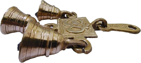 Brass Hanging Subh labh Door Decor Wall Sculpture Ganesh laxmi Saraswati hangings with Bells (Art Deco hangings AUM)...