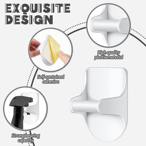 Taiyin 4 Pcs Wall Mount Spray Bottle Hooks Holder Spray Bottle Hanger Adhesive Hook to Create Storage Space Spray Bottle Rack Organizer Hanger for...