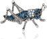 Gyn&Joy Blue Crystal Rhinestones Grasshopper Jump Cricket Insect Brooch Pin...