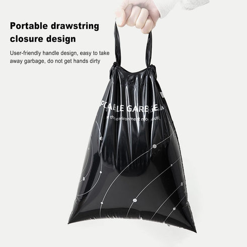 Disposable Trash Bags for Cars, Vomit Bags Pack of 100, Portable Drawstring, Paste Dual-Use Self Adhesive Cleaning Bags, Easy Stick on and Hanging...