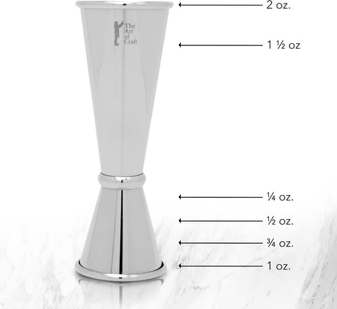 Japanese Jigger: 1oz 2oz Stainless Steel Double Cocktail Jigger with Measurements Inside – Measuring Tool for Bartenders...