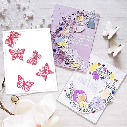 Metal Two Rabbits Cutting Dies,Four Butterfly Die Cuts Embossing Stencils Template Mould for DIY Scrapbooking Album Decorative Paper Dies Card Mak...