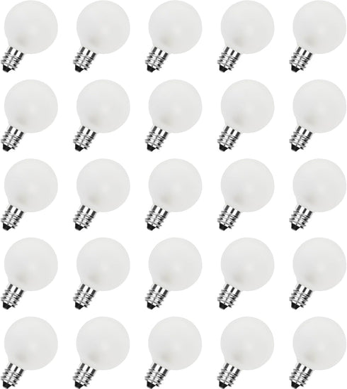 25 Pack G40 Frosted Replacement Bulbs, 5W Globe Light Bulbs Fits E12 Candelabra Base, Glass Incandescent Bulbs for Outdoor Patio String Lights, 22...