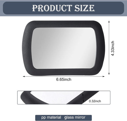 1 PC Car Visor Makeup Mirror with Clip, 6.65In x 4.33In Portable Durable Glass ABS Vehicle Sun-Shading Mirror, Universal Waterproof Automotive Rea...
