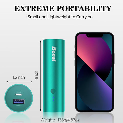BONAI Portable Charger iPhone Power Bank 5000mAh, Ultra-Compact Travel Lightweight External Backup Battery Pack Highspeed Compatible with iPhone 1...